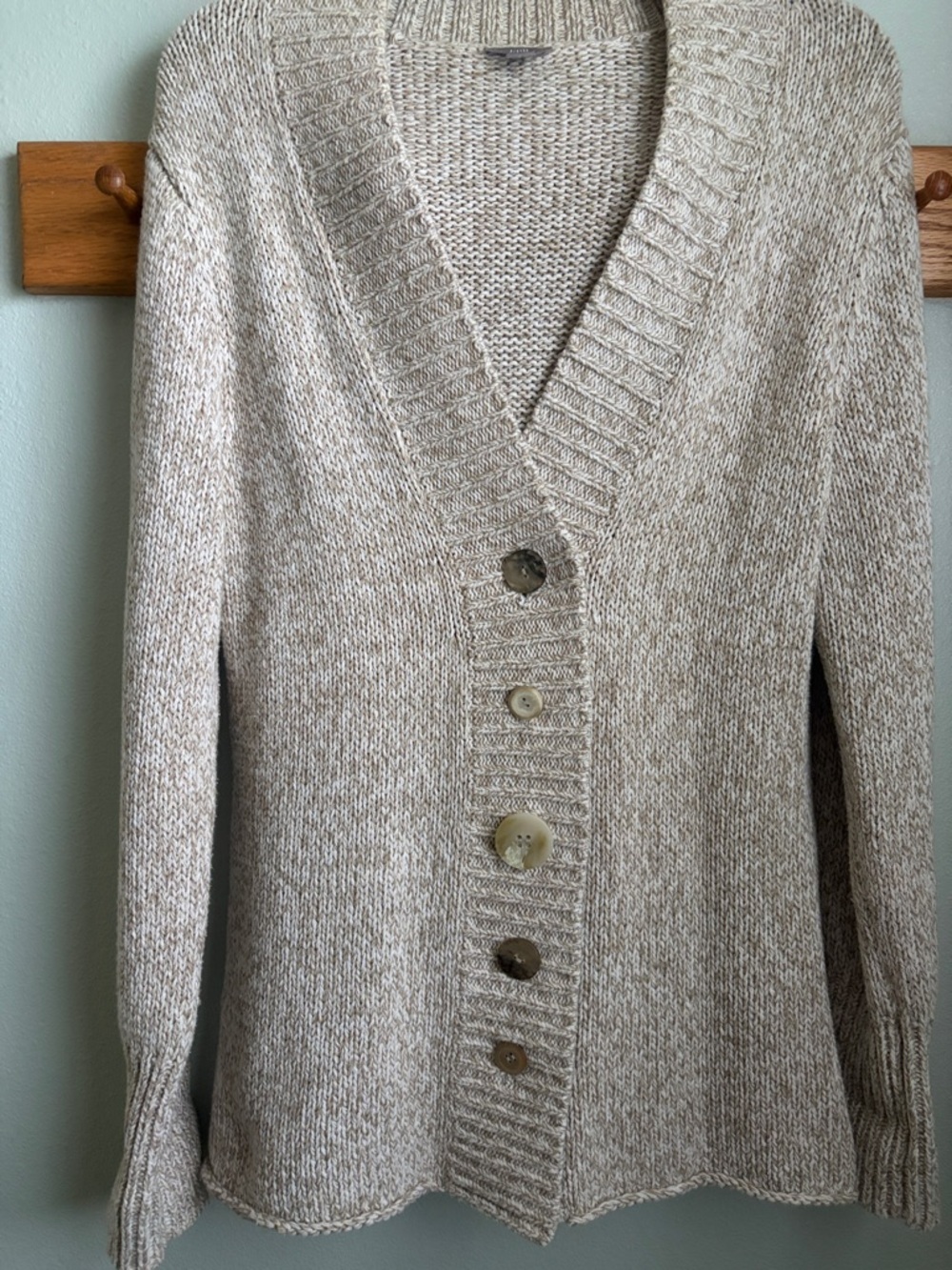 J. Jill Neutral Oatmeal V-Neck Button Cardigan